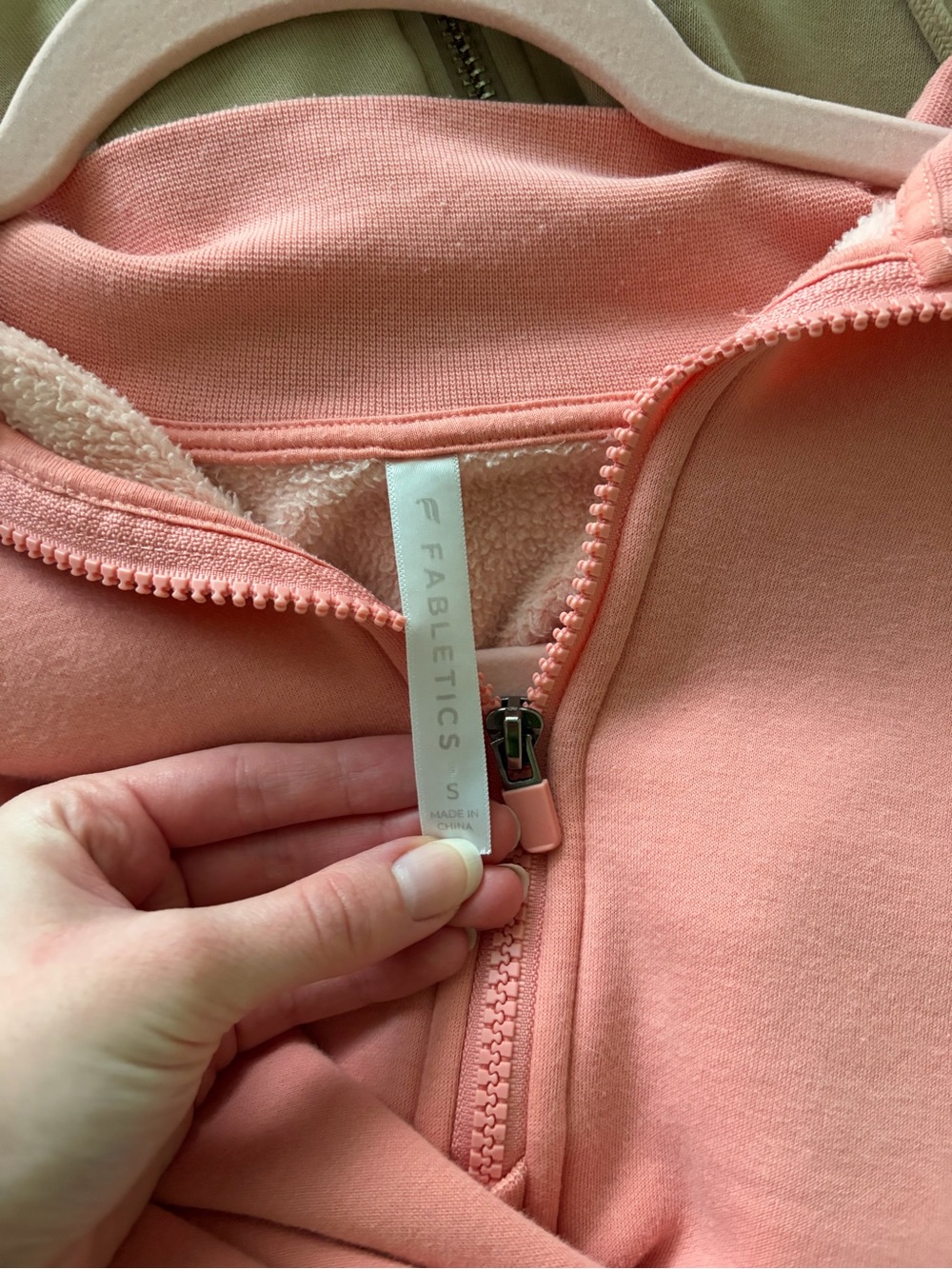 Fabletics Coral Pink Half-Zip Cropped Sweatshirt - Picture 3 of 3